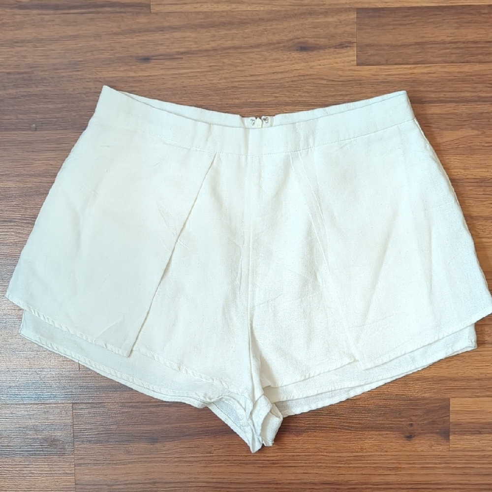 My Kim Collection Linen Cotton Shorts Size Large Ivory Old Money Minimalist